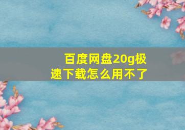 百度网盘20g极速下载怎么用不了