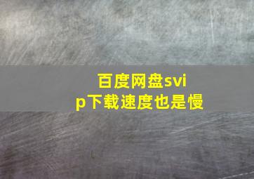 百度网盘svip下载速度也是慢