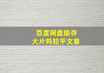 百度网盘能存大片吗知乎文章