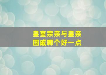 皇室宗亲与皇亲国戚哪个好一点