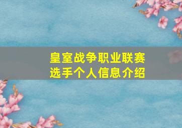 皇室战争职业联赛选手个人信息介绍