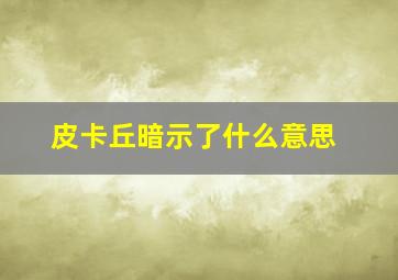 皮卡丘暗示了什么意思