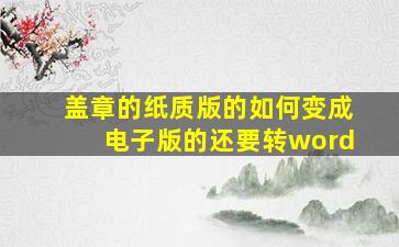 盖章的纸质版的如何变成电子版的还要转word