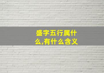 盛字五行属什么,有什么含义