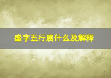 盛字五行属什么及解释