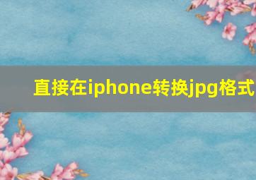 直接在iphone转换jpg格式