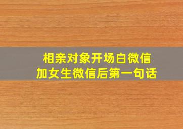 相亲对象开场白微信加女生微信后第一句话