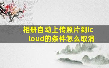 相册自动上传照片到icloud的条件怎么取消