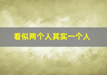 看似两个人其实一个人