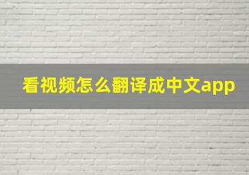 看视频怎么翻译成中文app