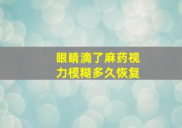 眼睛滴了麻药视力模糊多久恢复