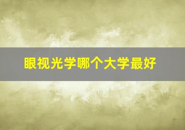 眼视光学哪个大学最好