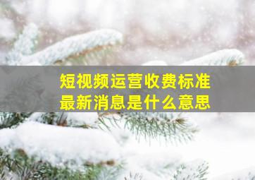 短视频运营收费标准最新消息是什么意思