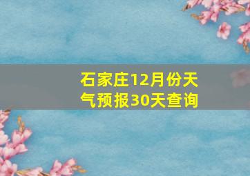 石家庄12月份天气预报30天查询