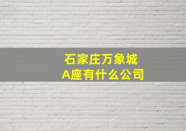 石家庄万象城A座有什么公司