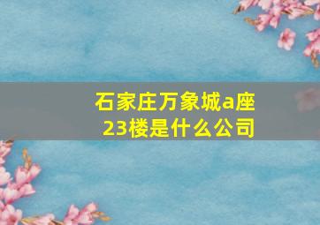 石家庄万象城a座23楼是什么公司