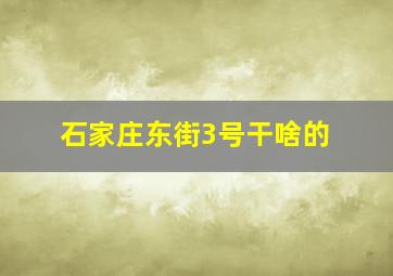 石家庄东街3号干啥的