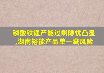 磷酸铁锂产能过剩隐忧凸显,湖南裕能产品单一藏风险