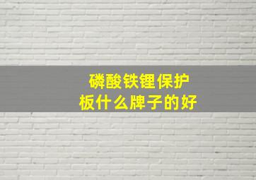 磷酸铁锂保护板什么牌子的好