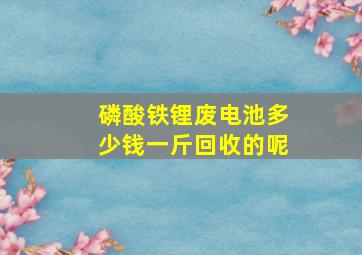 磷酸铁锂废电池多少钱一斤回收的呢