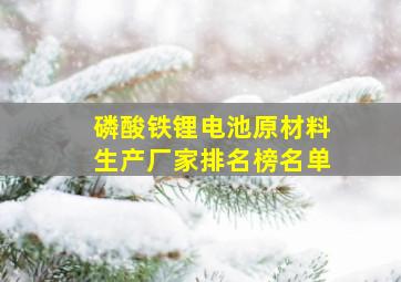 磷酸铁锂电池原材料生产厂家排名榜名单