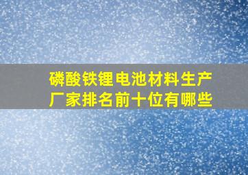 磷酸铁锂电池材料生产厂家排名前十位有哪些