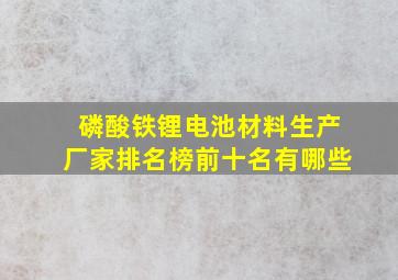 磷酸铁锂电池材料生产厂家排名榜前十名有哪些