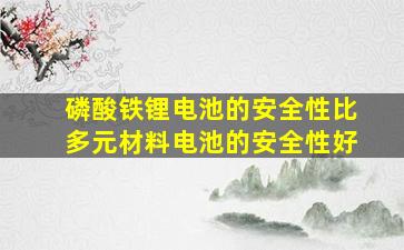 磷酸铁锂电池的安全性比多元材料电池的安全性好