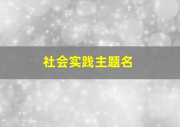 社会实践主题名