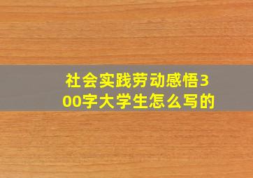 社会实践劳动感悟300字大学生怎么写的