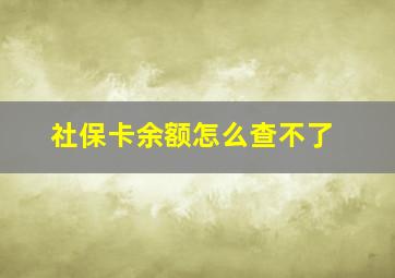 社保卡余额怎么查不了