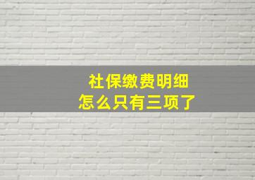 社保缴费明细怎么只有三项了