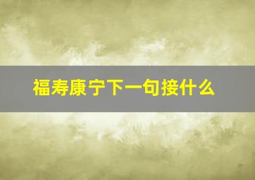 福寿康宁下一句接什么