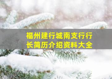 福州建行城南支行行长简历介绍资料大全