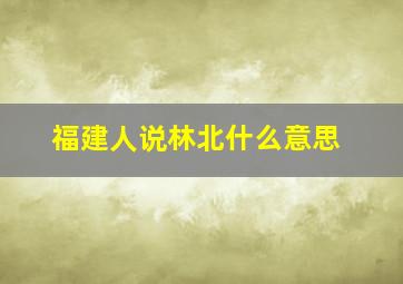 福建人说林北什么意思