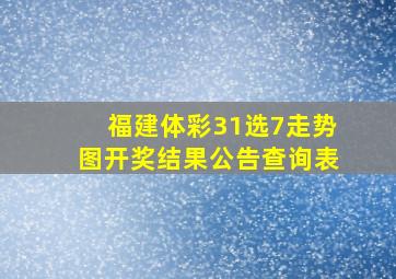 福建体彩31选7走势图开奖结果公告查询表