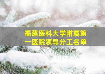 福建医科大学附属第一医院领导分工名单