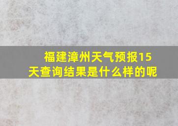 福建漳州天气预报15天查询结果是什么样的呢