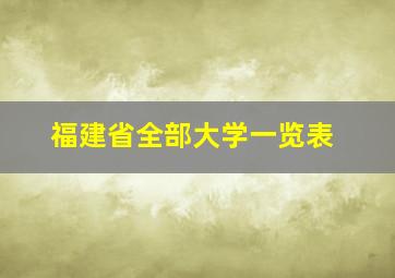 福建省全部大学一览表