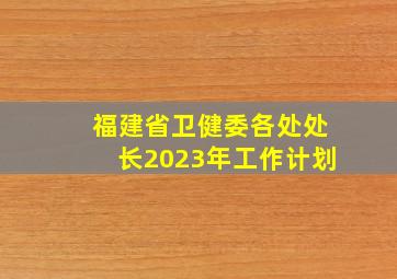 福建省卫健委各处处长2023年工作计划