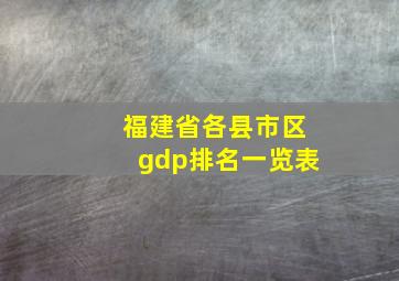 福建省各县市区gdp排名一览表