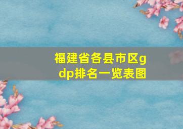 福建省各县市区gdp排名一览表图