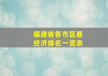 福建省各市区县经济排名一览表