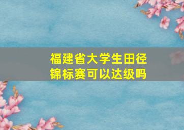 福建省大学生田径锦标赛可以达级吗