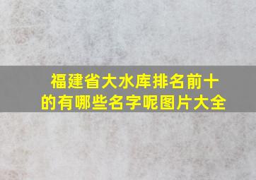 福建省大水库排名前十的有哪些名字呢图片大全