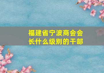 福建省宁波商会会长什么级别的干部