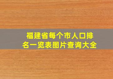 福建省每个市人口排名一览表图片查询大全