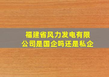 福建省风力发电有限公司是国企吗还是私企