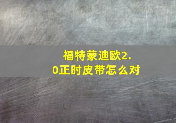 福特蒙迪欧2.0正时皮带怎么对