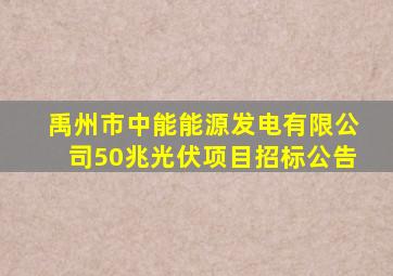 禹州市中能能源发电有限公司50兆光伏项目招标公告